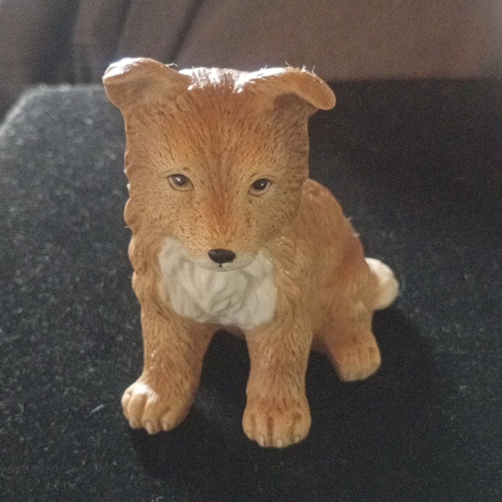 Charming Tan and White Dog Figurine